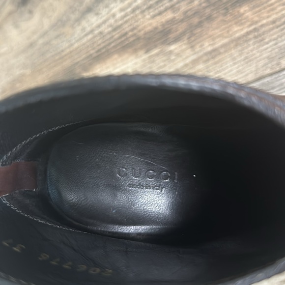 Gucci Diana Hysteria Ankle Booties Sz 6.5 (37) Light Brown Stiletto Medallion - Picture 7 of 8